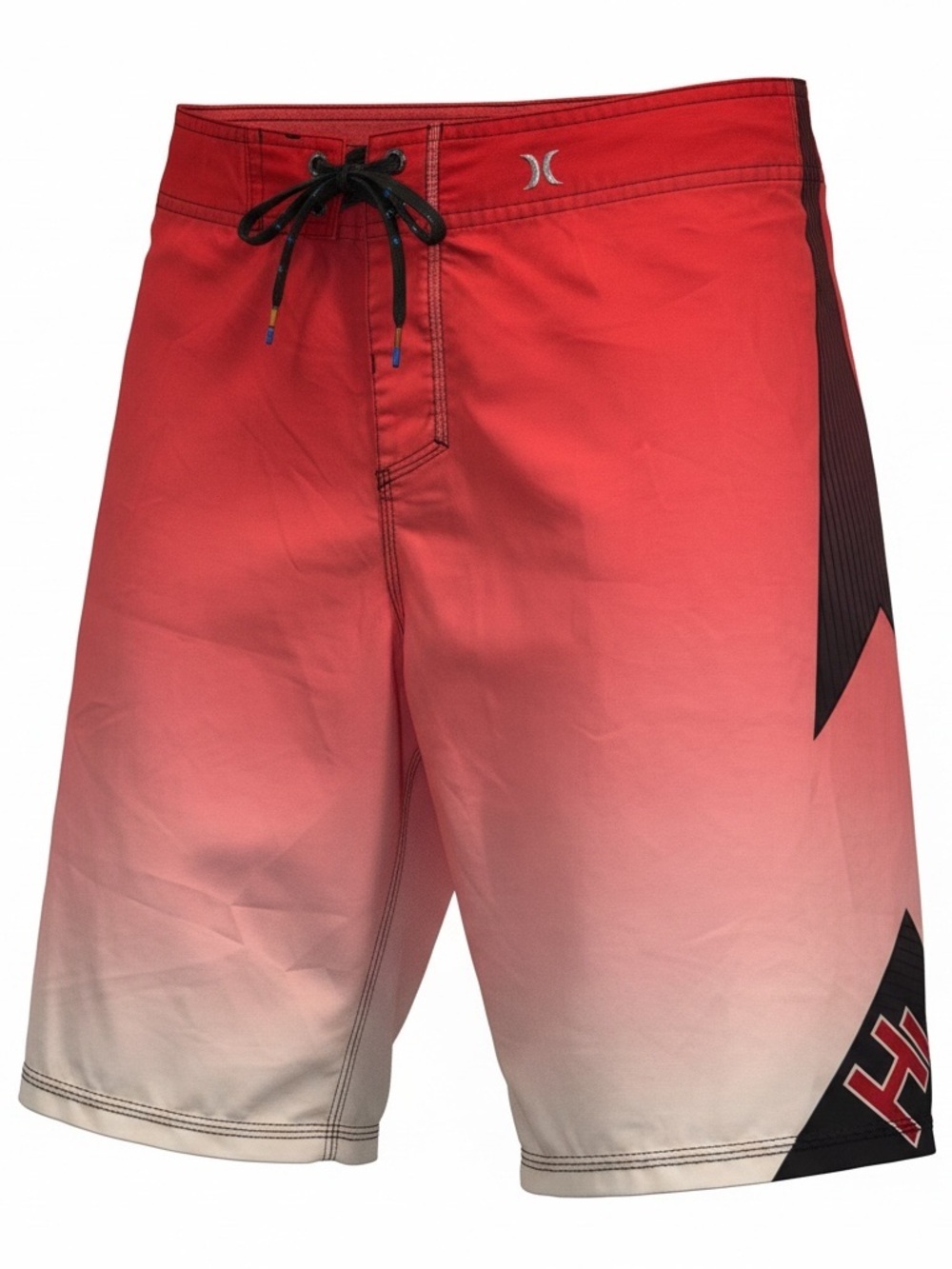 Hurley Size 30 Red Black Striped Ombre Boardshorts Buckle Surf Waterski Boating